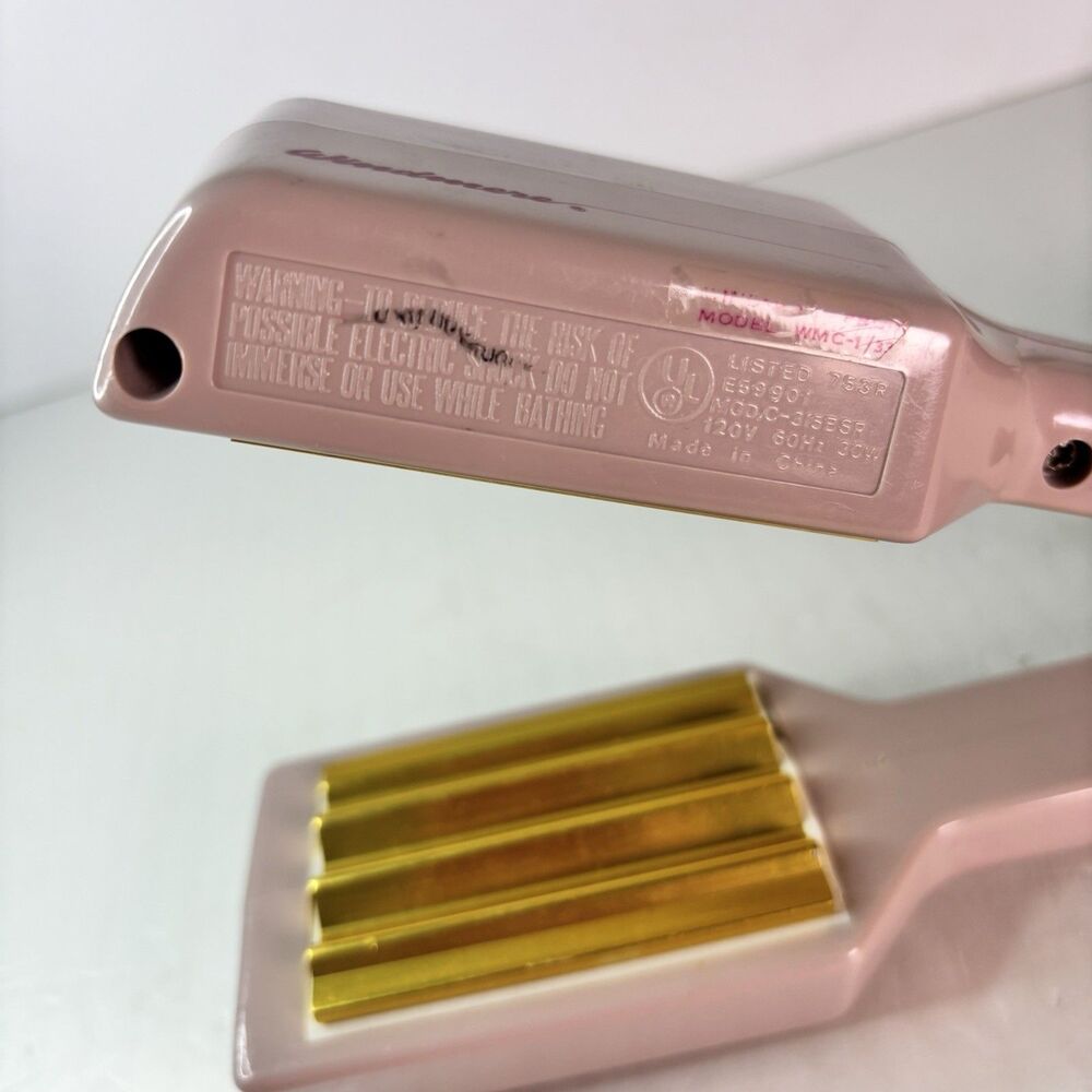 Windemere Crimping Iron Pink Gold Tone Plates Vintage Hair 80s Tested WORKS - Picture 3 of 4